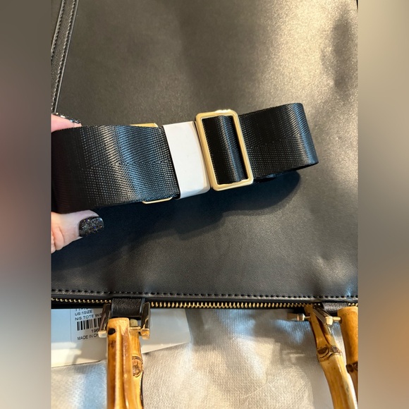 Trina Turk Elegant Black Tote with Bamboo Handles NWT - Picture 4 of 4